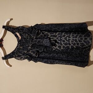 ❤️ REBECCA TAYLOR SILK LEOPARD PRINT RUFFLE NECK TOP, 2